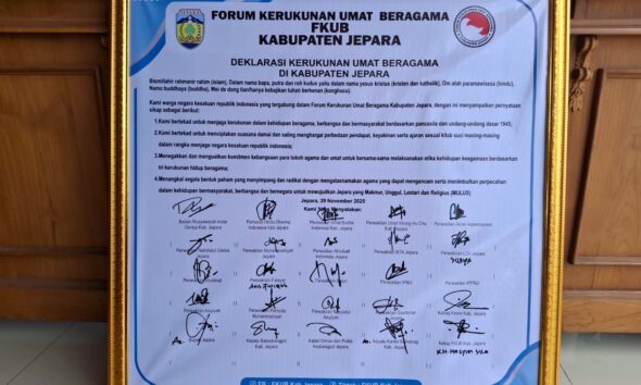 ABI Jepara, Muhammadiyah, NU, dan Ormas Lintas Agama Tandatangani Deklarasi Kerukunan