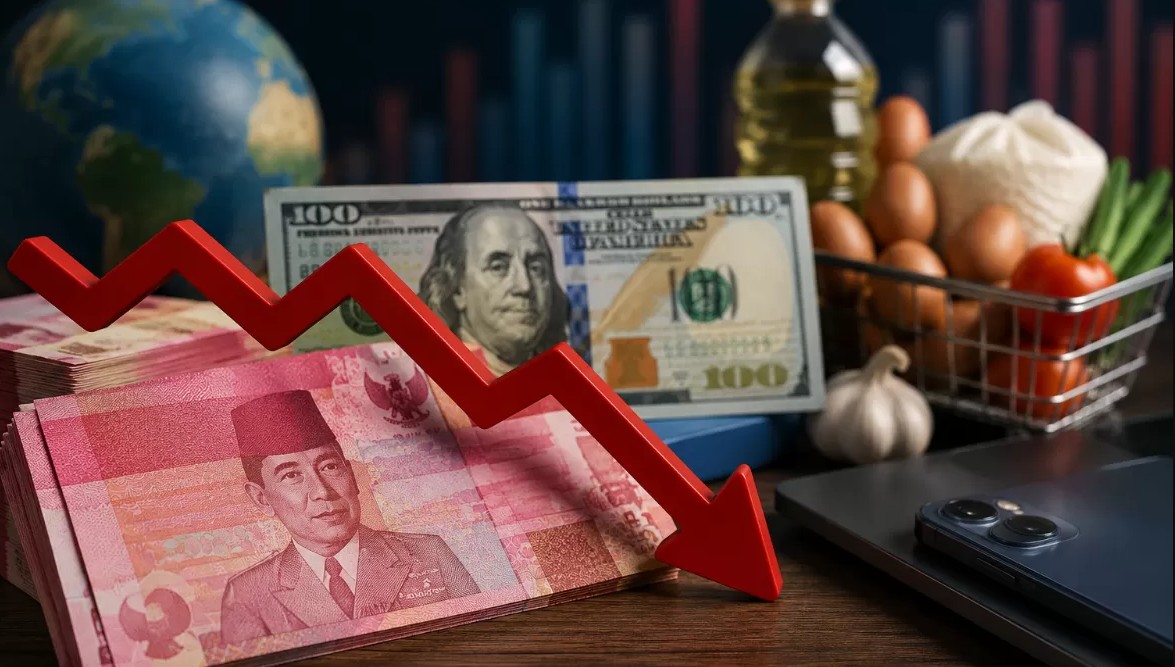 Rupiah terus melemah yang memicu kekhawatiran publis atas harga pangan hingga obat-obatan. (Ilustrasi: Literasi Network)