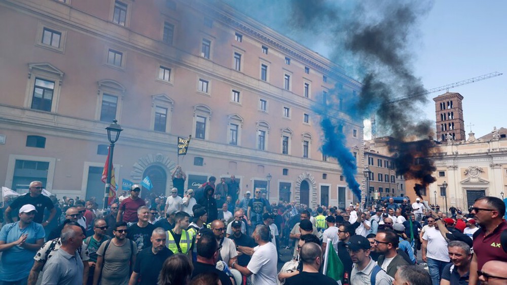 Aksi unjuk rasa dan pawai direncanakan di beberapa kota di seluruh Italia pada tanggal 29 Mei 2026. (Foto: Press TV)