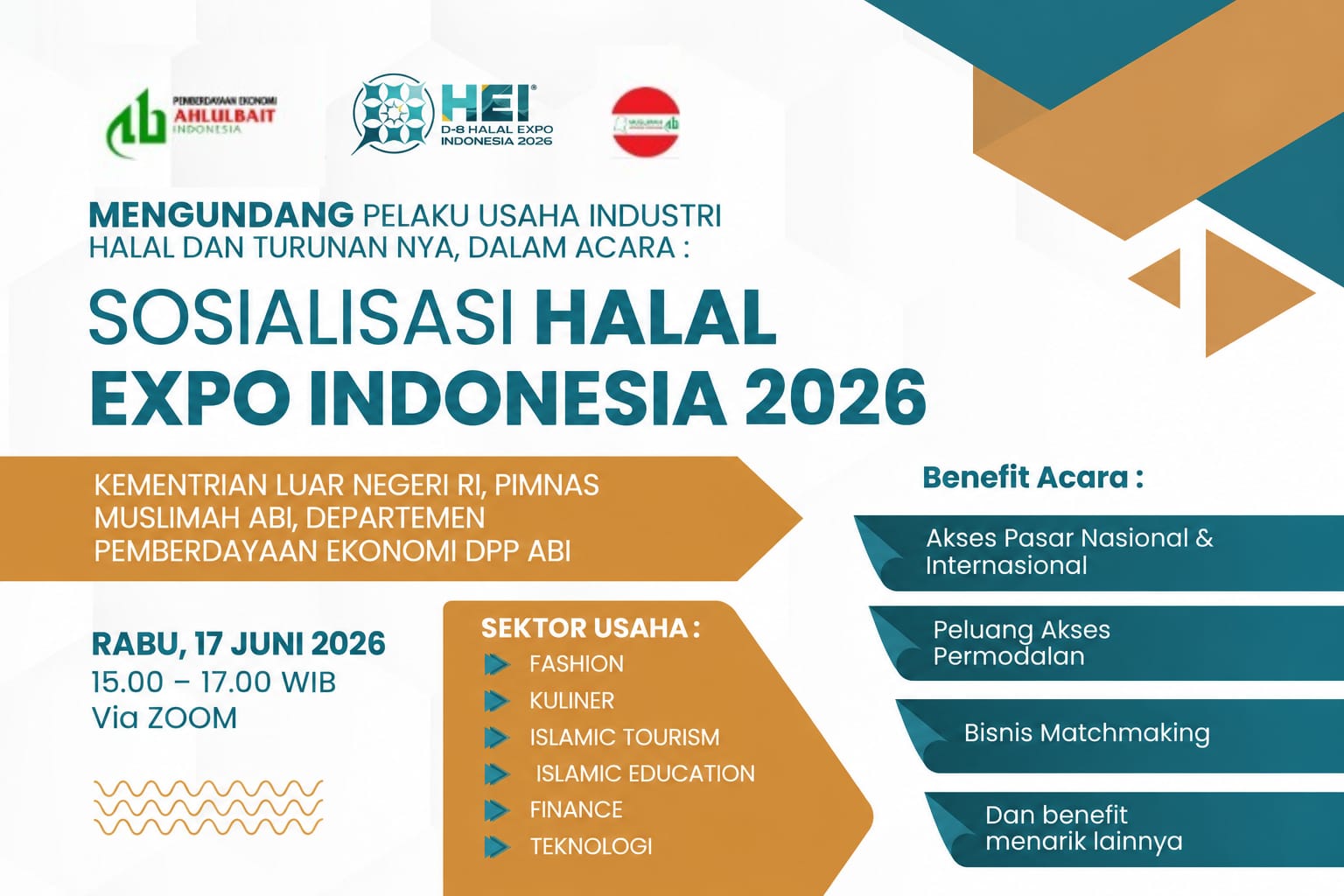 Halal Expo Indonesia 2026 menjadi peluang strategis bagi pelaku usaha untuk memperluas pasar internasional, memperoleh permodalan, dan menjalin kemitraan bisnis halal.