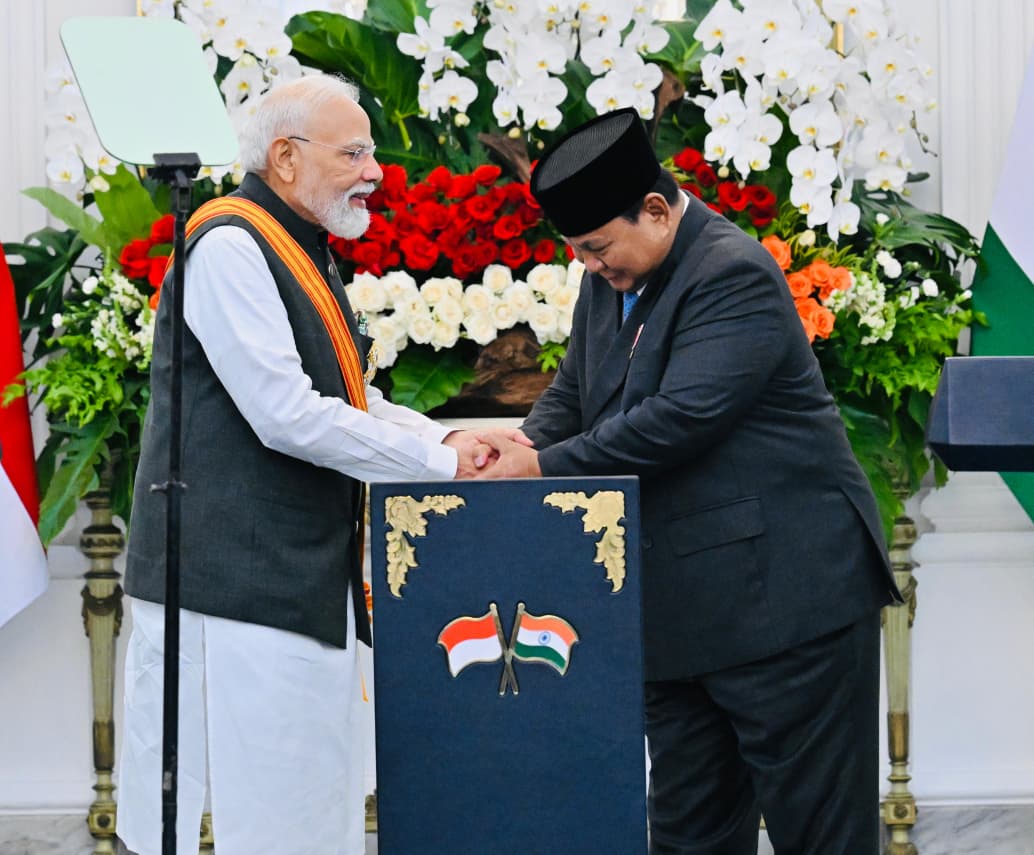 Perdana Menteri India Narendra Modi memberikan pernyataan pers bersama Presiden Prabowo Subianto usai pertemuan bilateral di Istana Merdeka, Jakarta, Selasa, 7 Juli 2026. (Foto dokumen: presidenri.go.id)