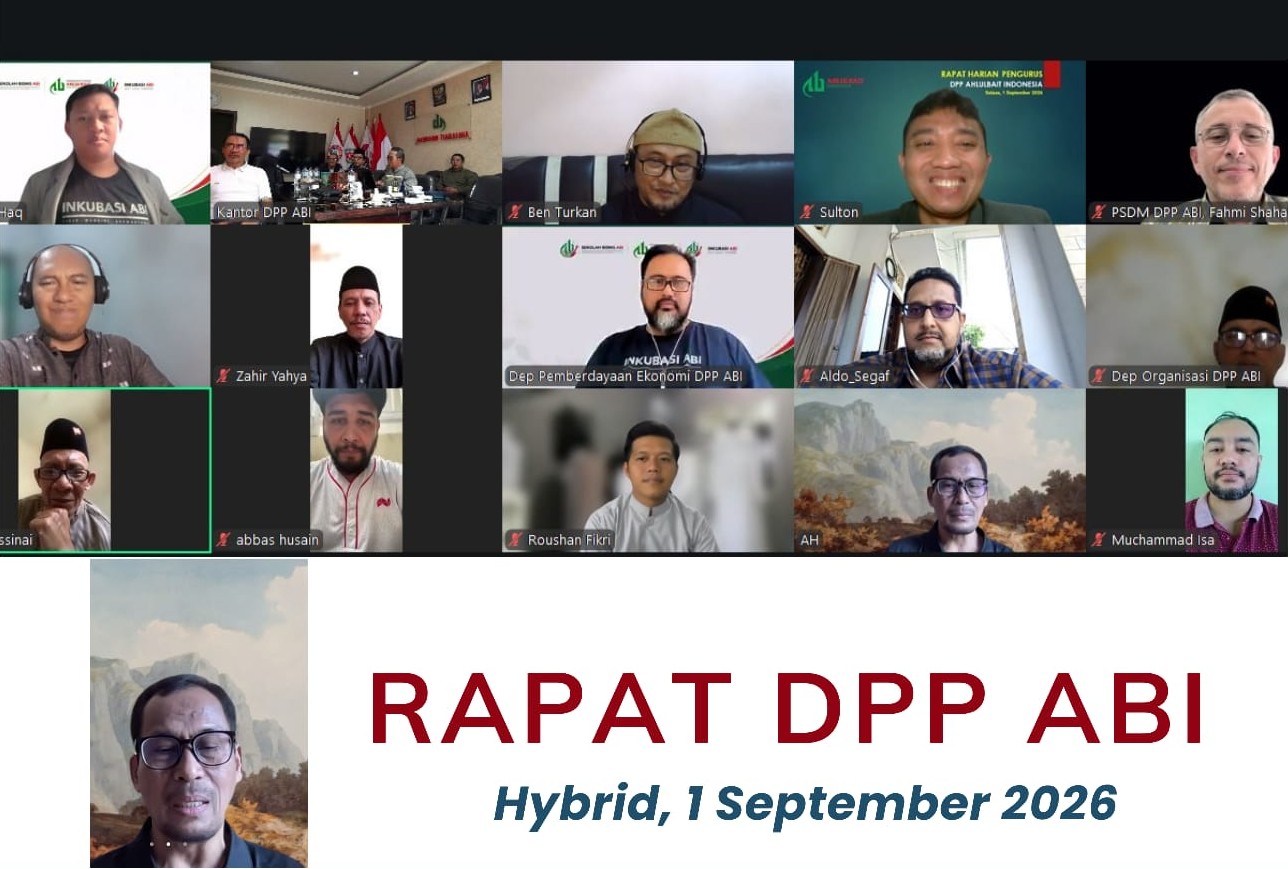Ustadz Ahmad Hidayat menyampaikan sambutan dalam rapat reguler DPP Ahlulbait Indonesia (ABI) secara hybrid, Selasa (1/9/2026), dengan menekankan Maulid Nabi sebagai sekolah tauhid, akhlak, persatuan, dan perlawanan.