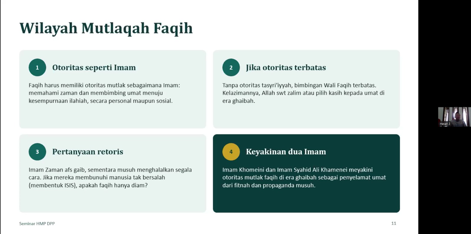 Hasan Zakaria dari Muslim Menjawab menyampaikan materi “Memahami Persoalan Masyarakat dalam Perspektif Islam” dalam diskusi Jihad Tabyin dan Rintisan Tradisi Intelektual Kader ABI, Ahad (11/10/2026), melalui Zoom Meeting.